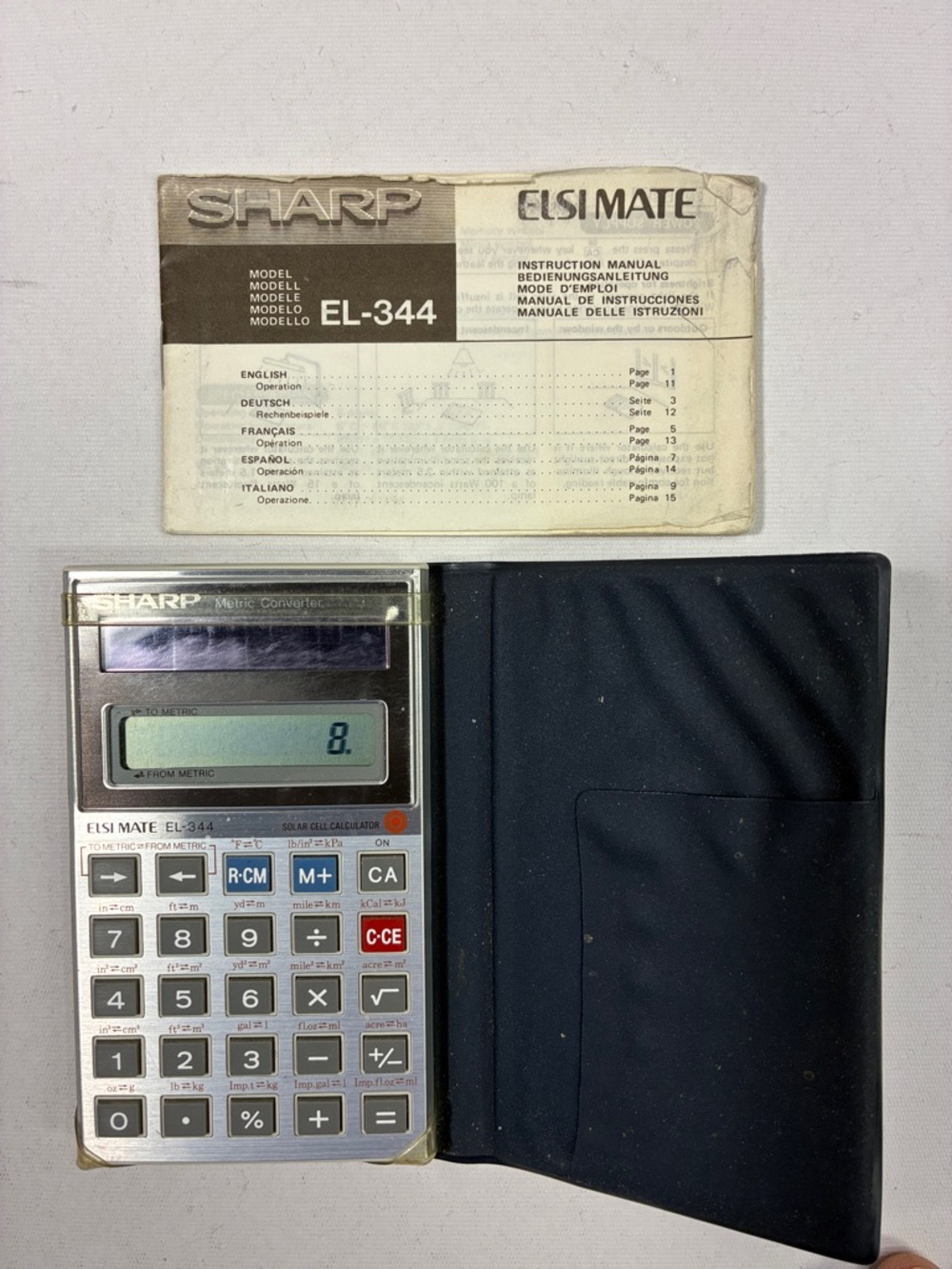 Sharp EL-344 Silver Solar Calculator with Black Cover